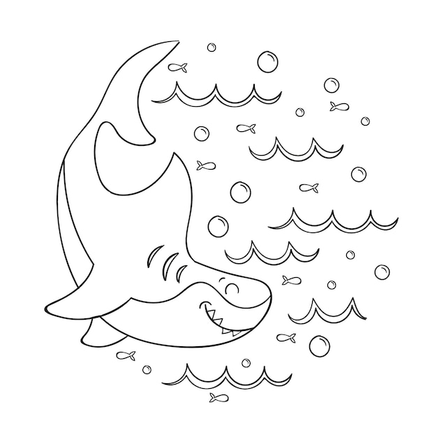 Hand drawn shark outline illustration