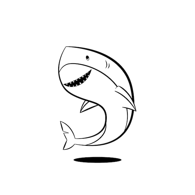 Free vector hand drawn shark outline illustration