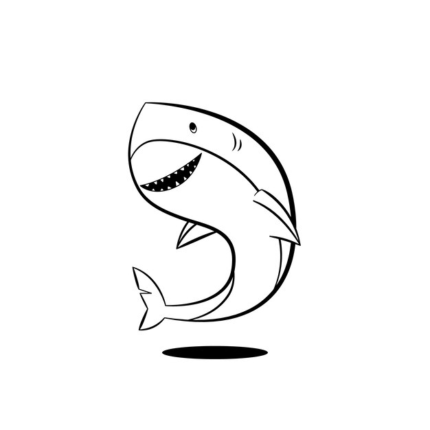 Hand drawn shark outline illustration