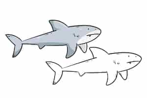 Free vector hand drawn shark outline illustration