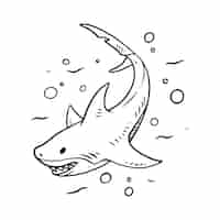 Free vector hand drawn shark outline illustration