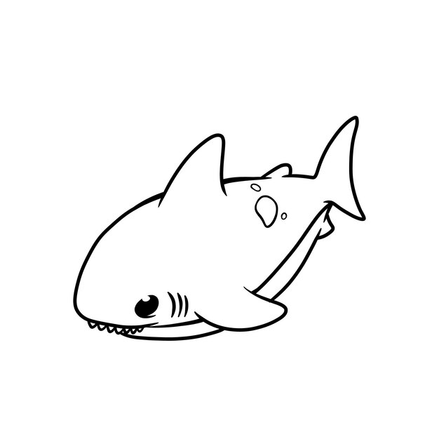 Hand drawn shark outline illustration