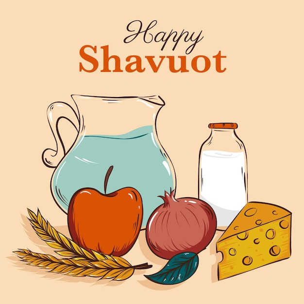 Hand drawn shavuot illustration