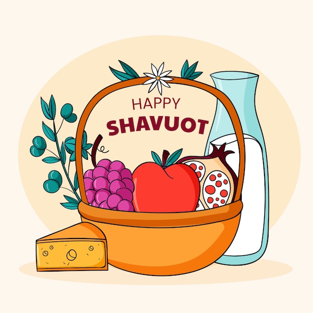 무료 벡터 손으로 그린 shavuot 그림