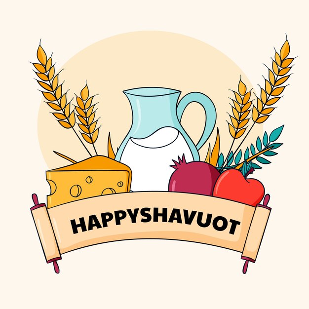 Hand drawn shavuot illustration