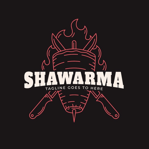 손으로 그린 shawarma 로고 디자인