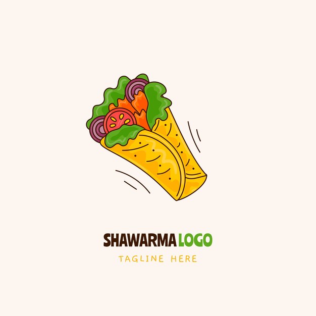 손으로 그린 shawarma 로고 디자인