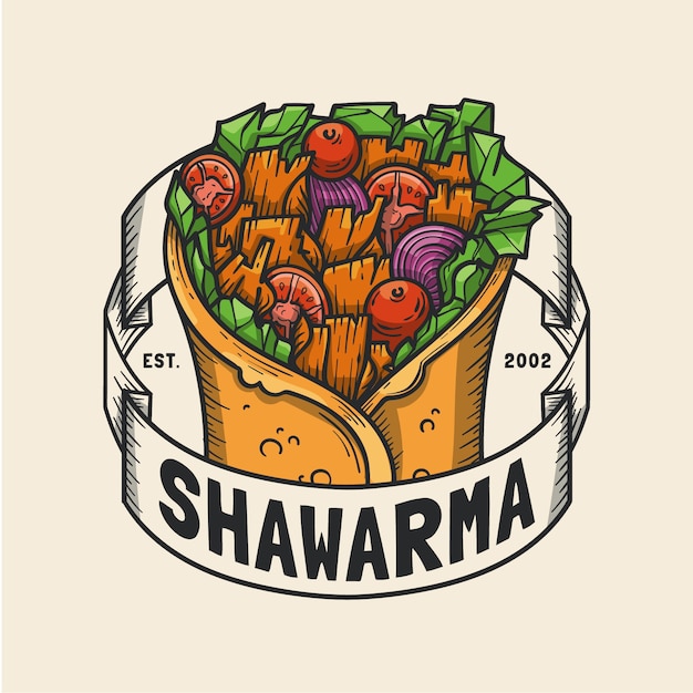 손으로 그린된 shawarma 로고 템플릿