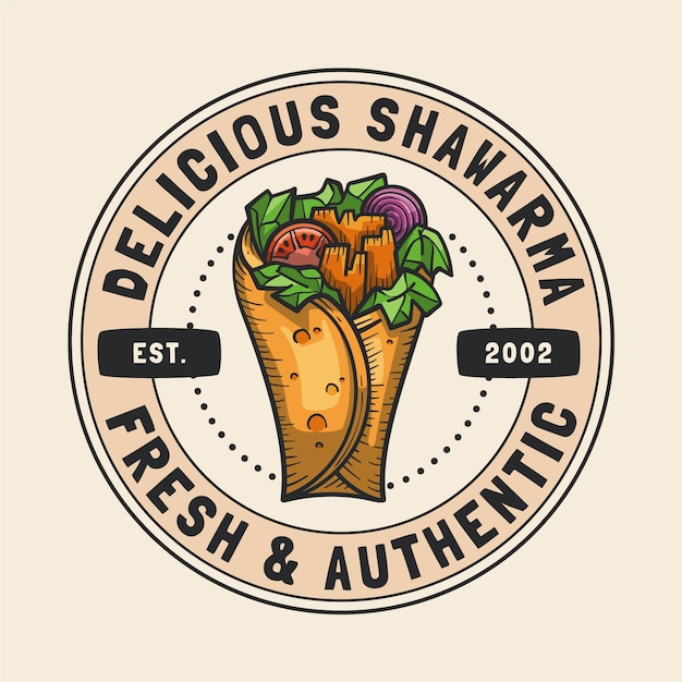 손으로 그린된 shawarma 로고 템플릿