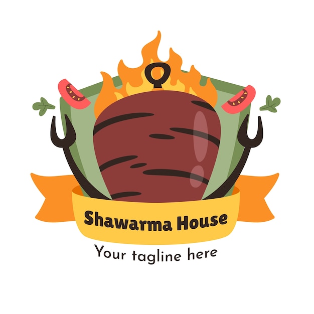 Hand drawn shawarma logo template