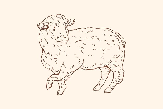 Нарисованная рукой иллюстрация наброска овцы