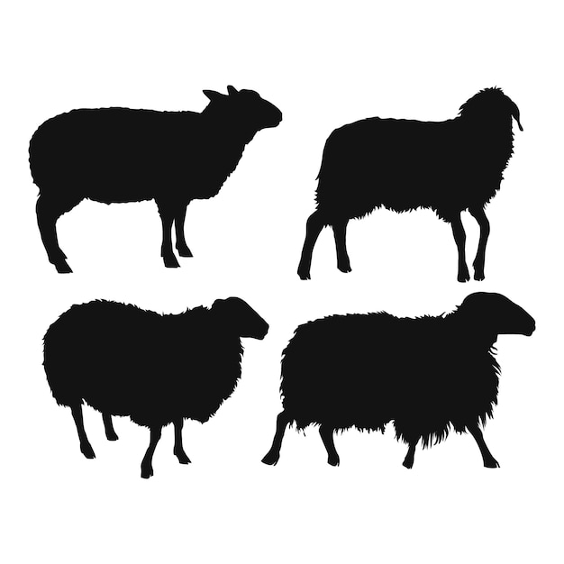 無料ベクター 手描きの羊のシルエット