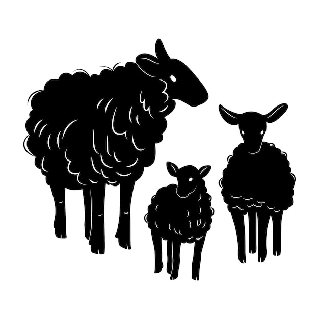 無料ベクター 手描きの羊のシルエット