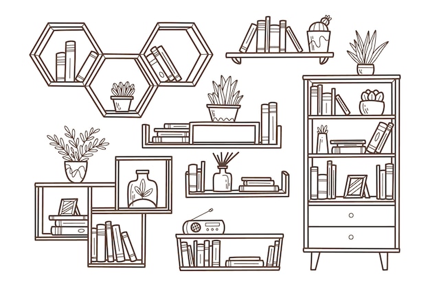 Hand drawn shelf outline illustration