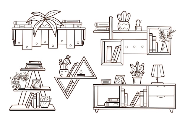 Hand drawn shelf outline illustration