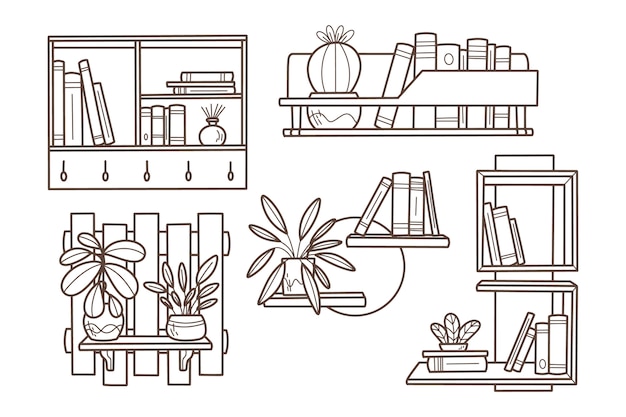 Hand drawn shelf outline illustration