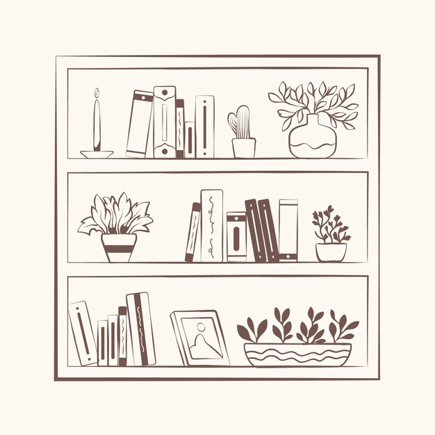 Hand drawn shelf outline illustration