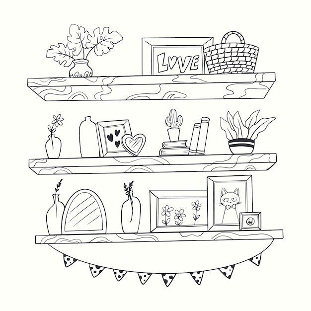 Free vector hand drawn shelf outline illustration