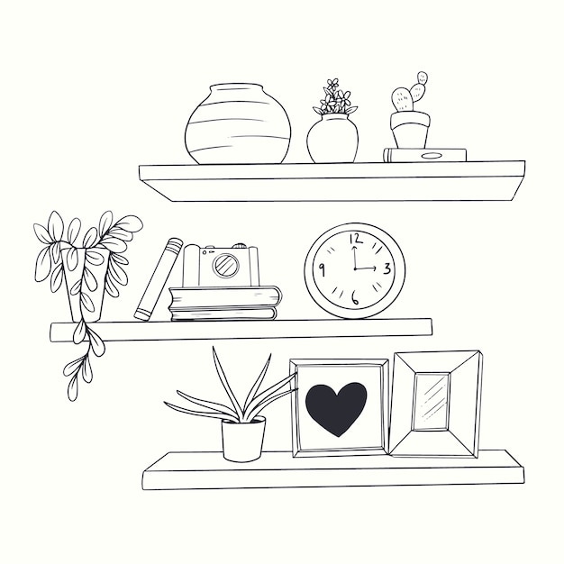 Hand drawn shelf outline illustration