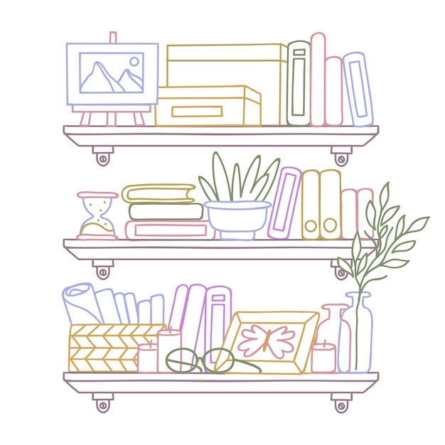 Hand drawn shelf outline illustration