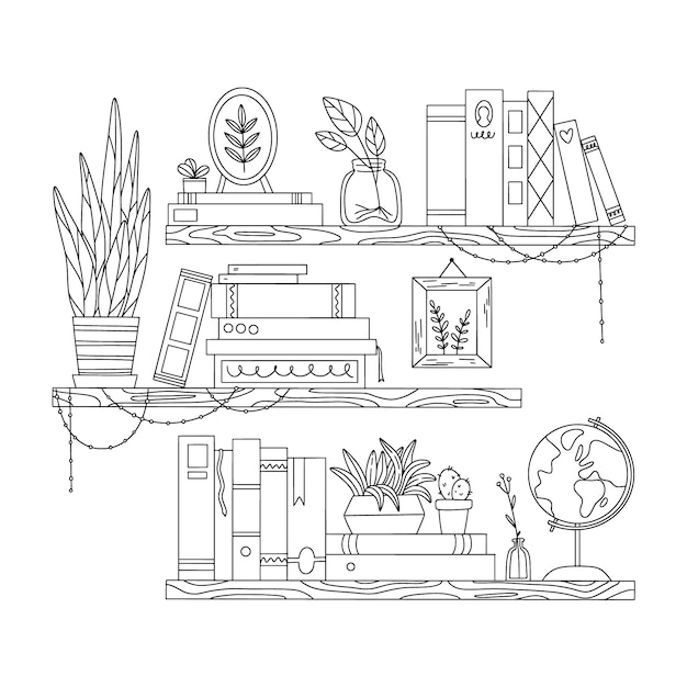 Free Vector hand drawn shelf outline illustration