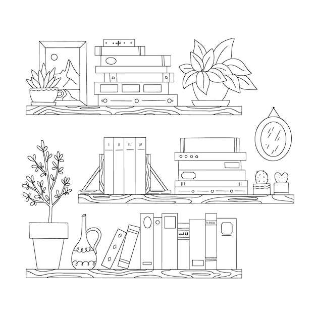 Free Vector hand drawn shelf outline illustration