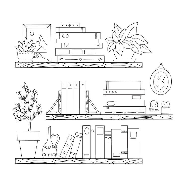 Free Vector hand drawn shelf outline illustration