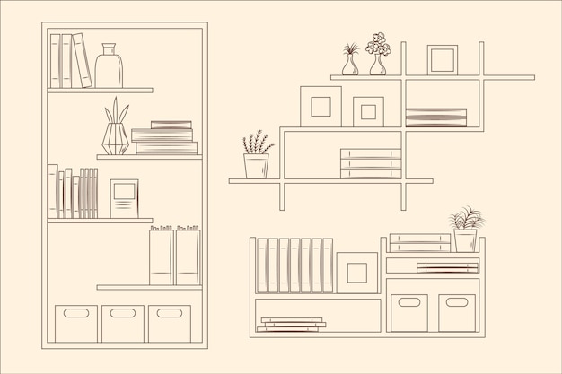 Hand drawn shelf outline illustration