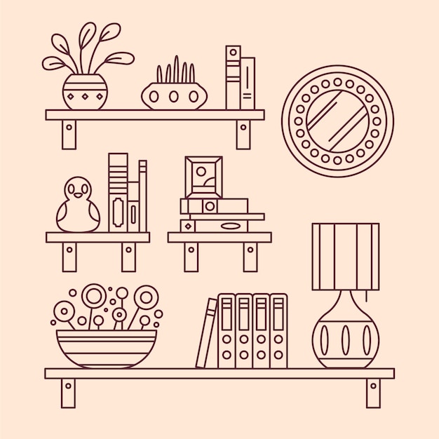 Free vector hand drawn shelf outline illustration