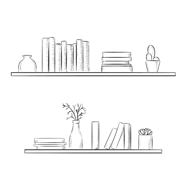 Free vector hand drawn shelf outline illustration