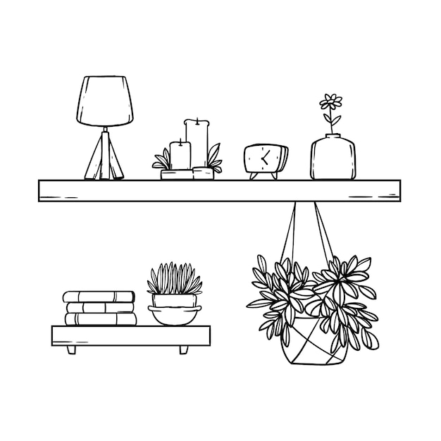 Free vector hand drawn shelf outline illustration