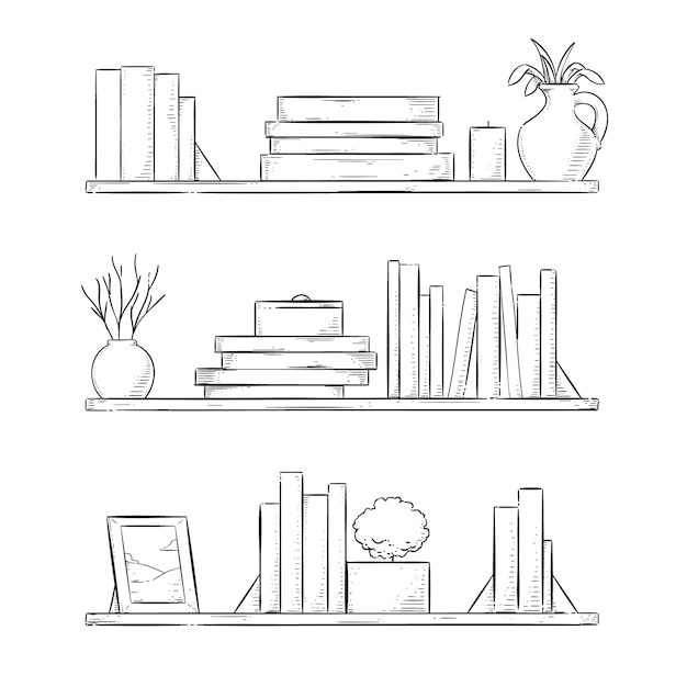 Hand drawn shelf outline illustration