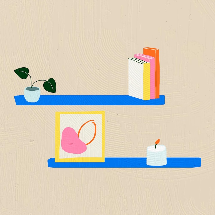 Free Vector hand drawn shelves vector home decor in colorful flat graphic style