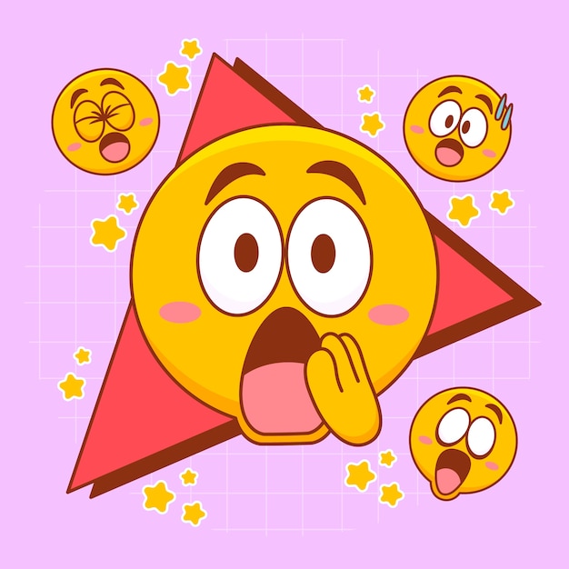 Free vector hand drawn  shocked emoji illustration