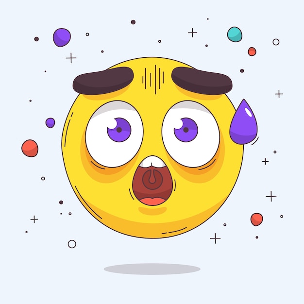 Hand drawn  shocked emoji illustration