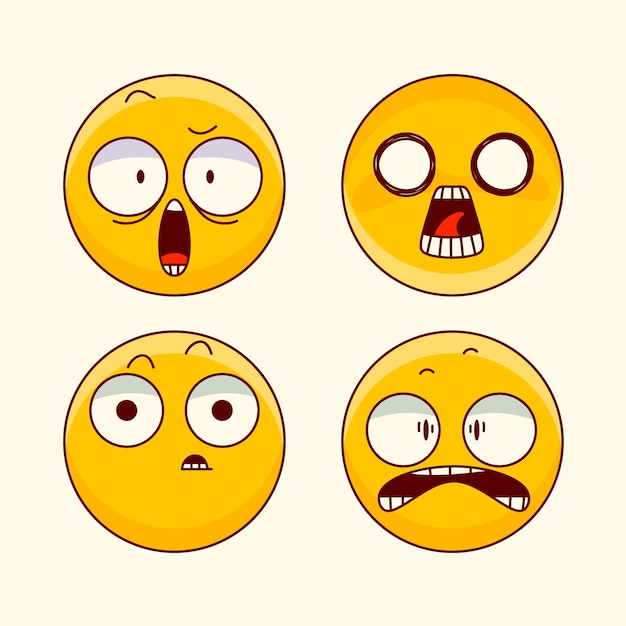 Vettore gratuito illustrazione emoji scioccata disegnata a mano