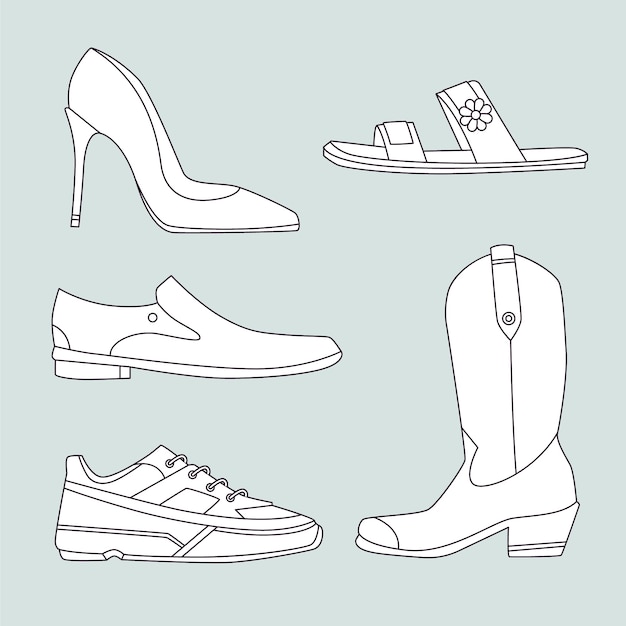 Hand drawn shoe  outline illustration