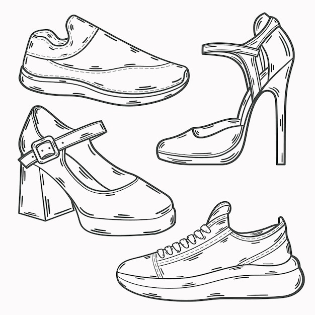 Hand drawn shoe  outline illustration