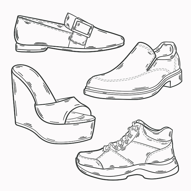 Free vector hand drawn shoe  outline illustration