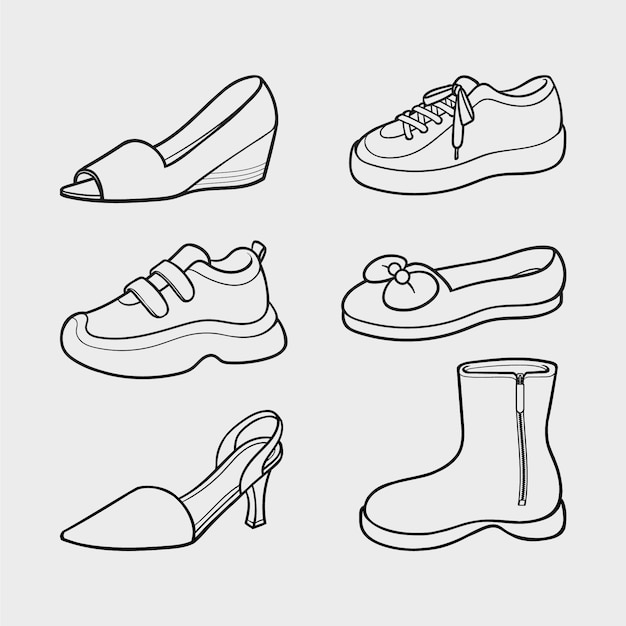 Hand drawn shoe outline illustration