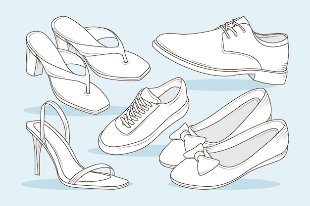 Hand drawn shoes outline illustration