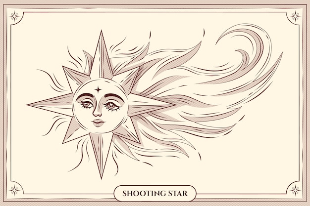 Hand drawn shooting star drawing illustration