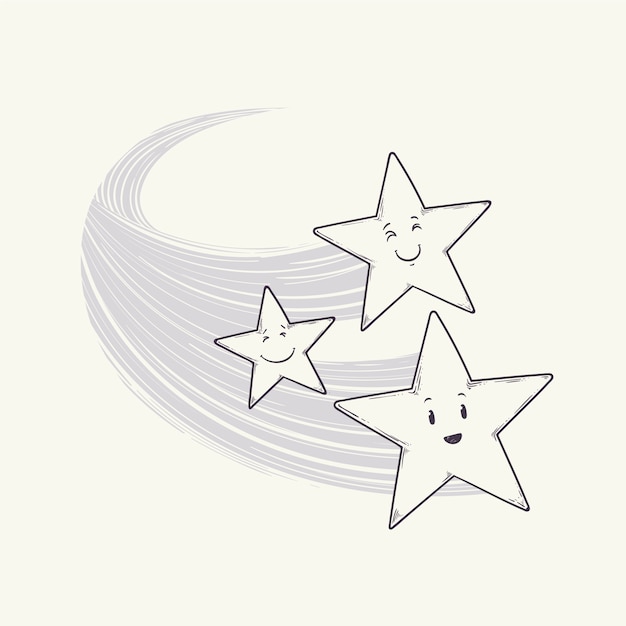 Бесплатное векторное изображение Ручной обращается падающая звезда рисунок иллюстрации