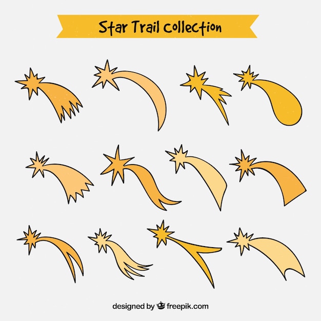 Free vector hand-drawn shooting star pack