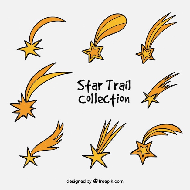 Free vector hand-drawn shooting star pack