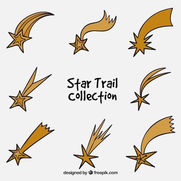 Free vector hand-drawn shooting star pack