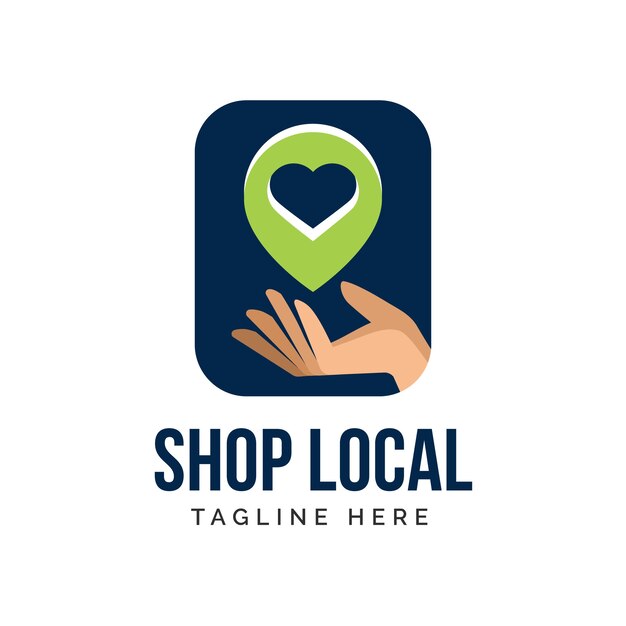 Hand drawn shop local logo design