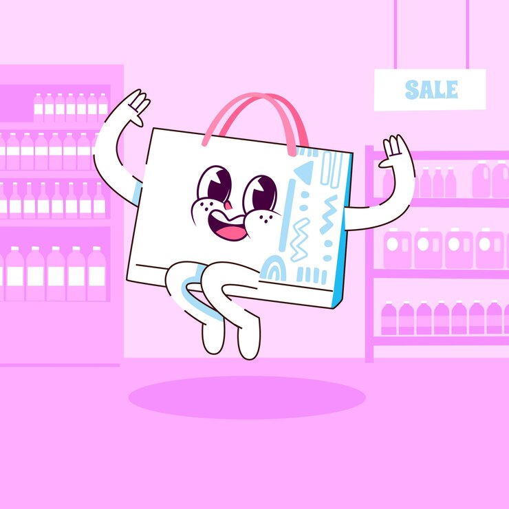Free Vector hand drawn shopping bag cartoon illustration