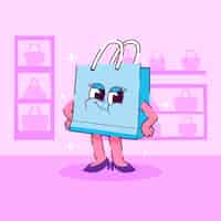 Free vector hand drawn shopping bag cartoon illustration