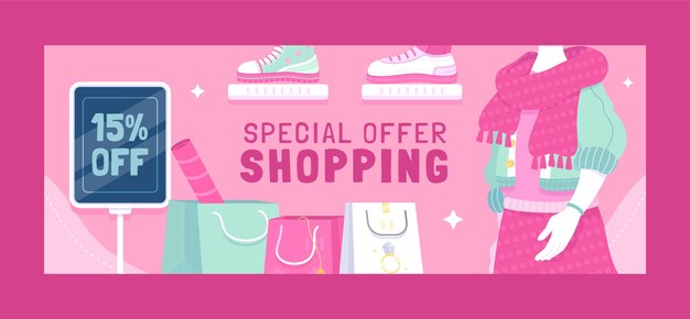 Hand drawn shopping center facebook cover